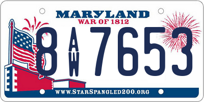 MD license plate 8AW7653