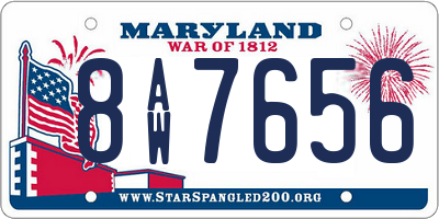MD license plate 8AW7656