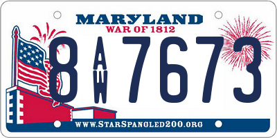 MD license plate 8AW7673