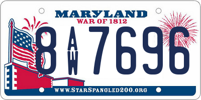 MD license plate 8AW7696