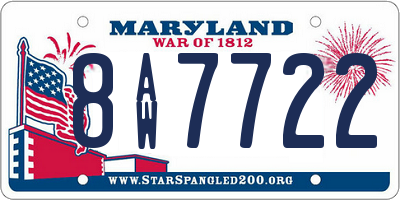 MD license plate 8AW7722