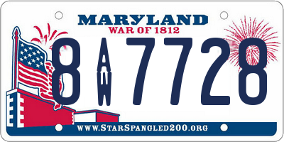 MD license plate 8AW7728