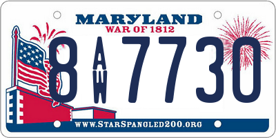 MD license plate 8AW7730