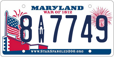 MD license plate 8AW7749