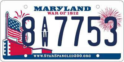 MD license plate 8AW7753