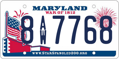 MD license plate 8AW7768