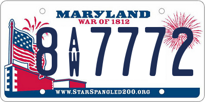 MD license plate 8AW7772