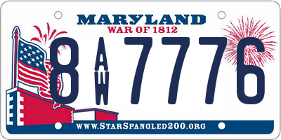 MD license plate 8AW7776