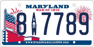 MD license plate 8AW7789