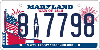 MD license plate 8AW7798