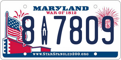 MD license plate 8AW7809