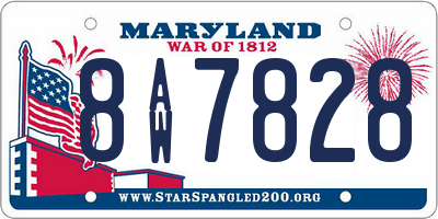 MD license plate 8AW7828