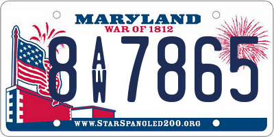 MD license plate 8AW7865