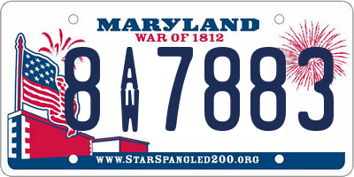 MD license plate 8AW7883