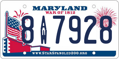 MD license plate 8AW7928