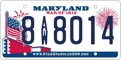 MD license plate 8AW8014