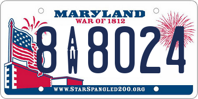 MD license plate 8AW8024