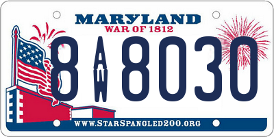 MD license plate 8AW8030