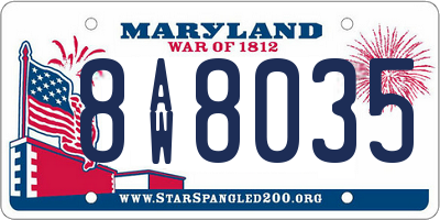 MD license plate 8AW8035