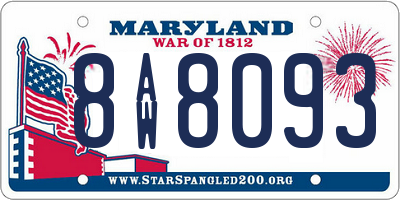 MD license plate 8AW8093