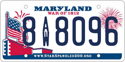MD license plate 8AW8096