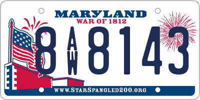 MD license plate 8AW8143