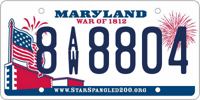 MD license plate 8AW8804