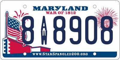 MD license plate 8AW8908