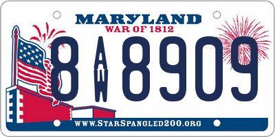 MD license plate 8AW8909