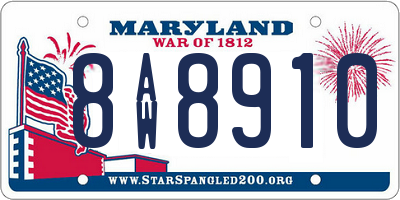 MD license plate 8AW8910