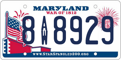 MD license plate 8AW8929
