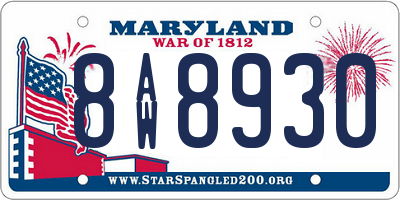 MD license plate 8AW8930