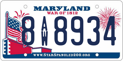 MD license plate 8AW8934