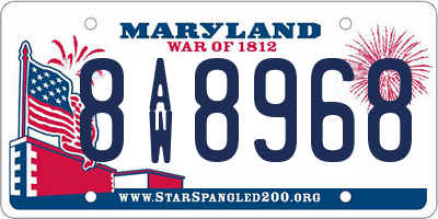 MD license plate 8AW8968