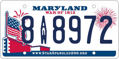 MD license plate 8AW8972