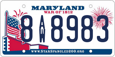 MD license plate 8AW8983