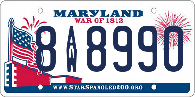 MD license plate 8AW8990