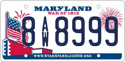 MD license plate 8AW8999