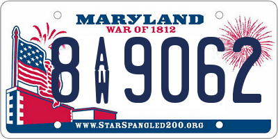 MD license plate 8AW9062