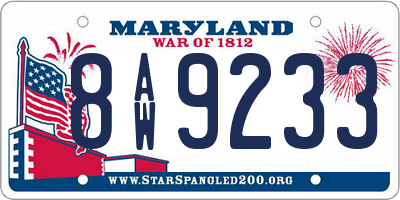 MD license plate 8AW9233