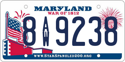 MD license plate 8AW9238