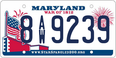 MD license plate 8AW9239