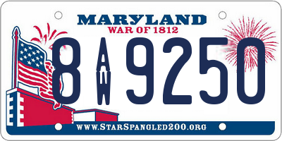 MD license plate 8AW9250