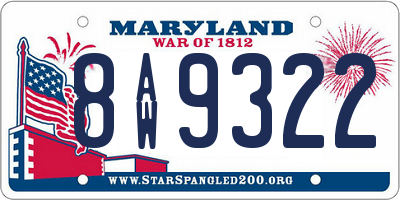 MD license plate 8AW9322