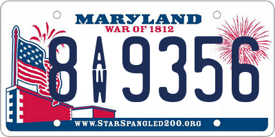 MD license plate 8AW9356