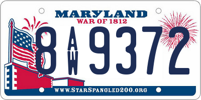 MD license plate 8AW9372
