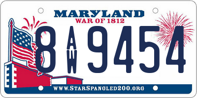 MD license plate 8AW9454