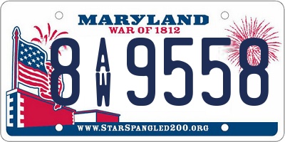 MD license plate 8AW9558