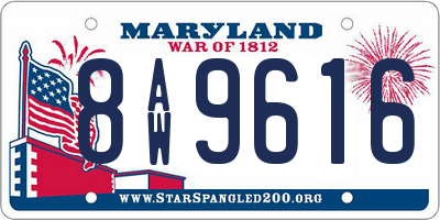 MD license plate 8AW9616