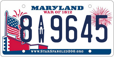 MD license plate 8AW9645